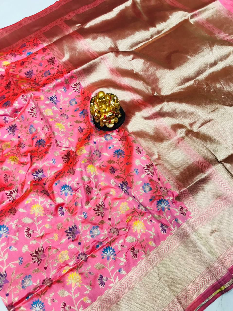 Eye-catching Baby Pink Kanjivaram Silk With Engaging Blouse Piece