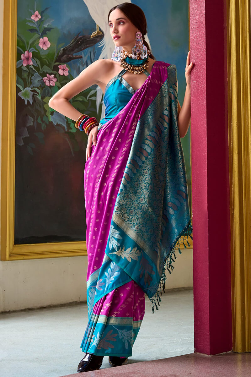 Majesty Dark Pink Soft Banarasi Silk Saree With Inspiring Blouse Piece