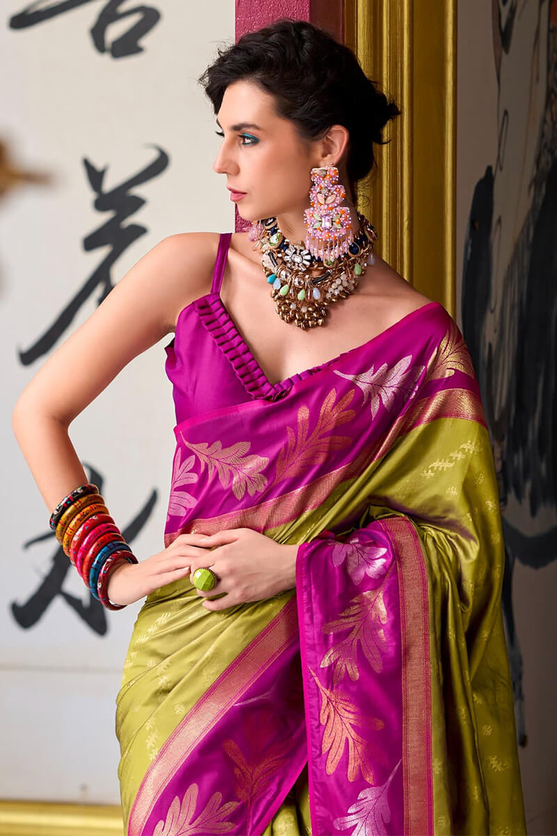 Ideal Mustard Soft Banarasi Silk Saree With Demesne Blouse Piece