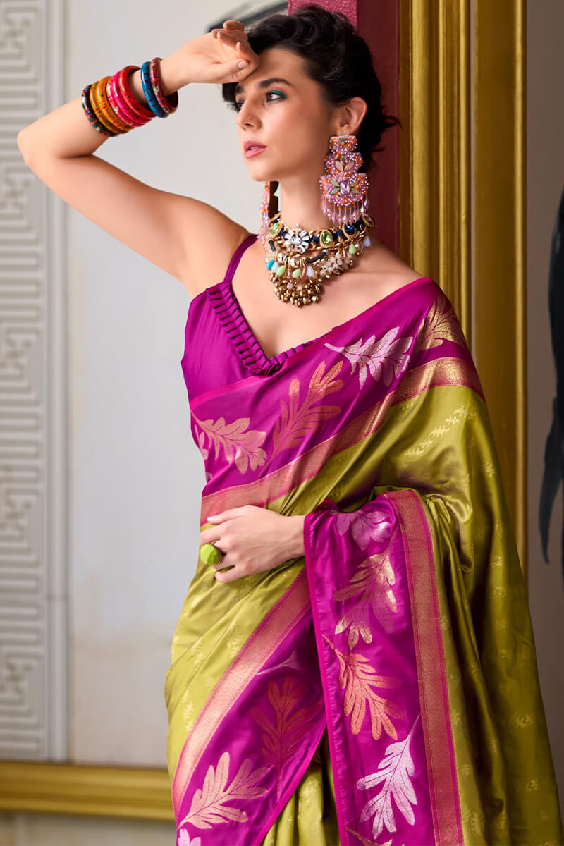 Ideal Mustard Soft Banarasi Silk Saree With Demesne Blouse Piece