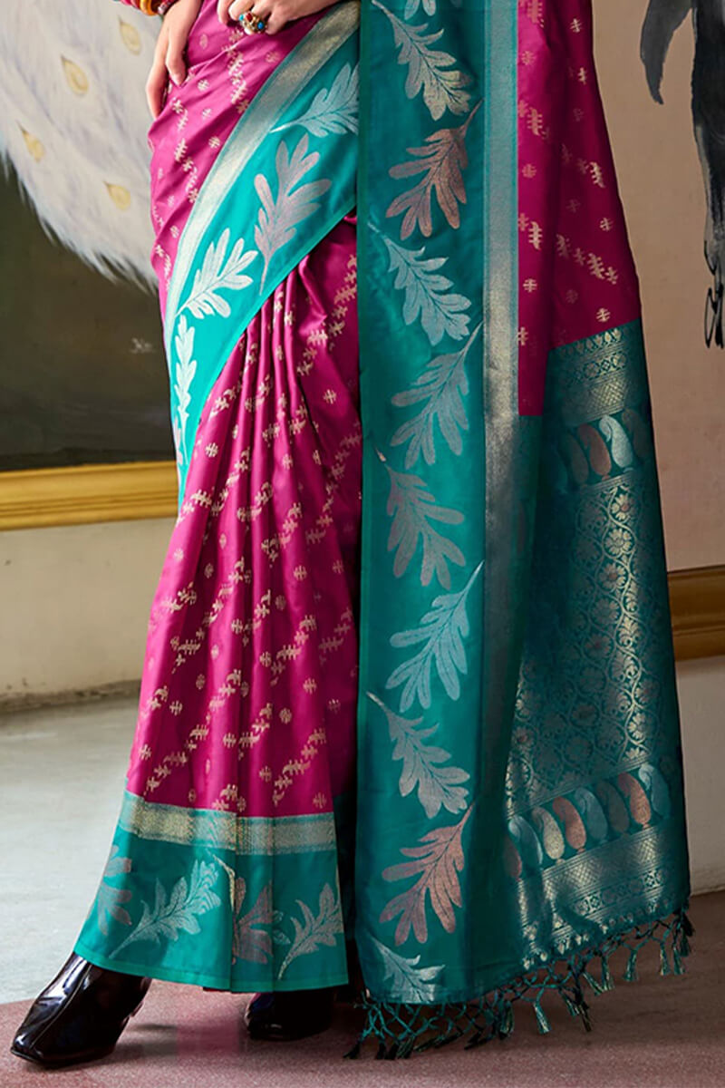 Imaginative Dark Pink Soft Banarasi Silk Saree With Glittering Blouse Piece