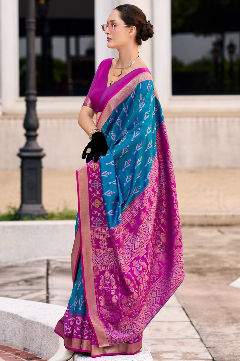 Inspiring Blue Soft Banarasi Silk Saree With Bewitching Blouse Piece