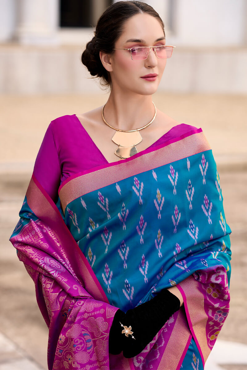 Inspiring Blue Soft Banarasi Silk Saree With Bewitching Blouse Piece