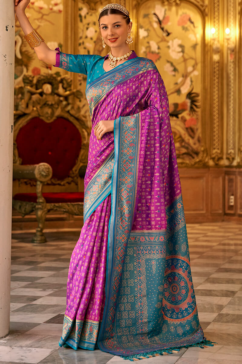 Comely Purple Soft Banarasi Silk Saree With Glorious Blouse Piece