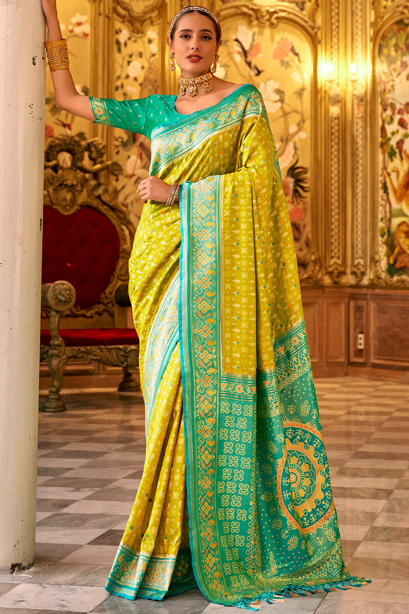 Mesmeric Lemon Soft Banarasi Silk Saree With Jazzy Blouse Piece