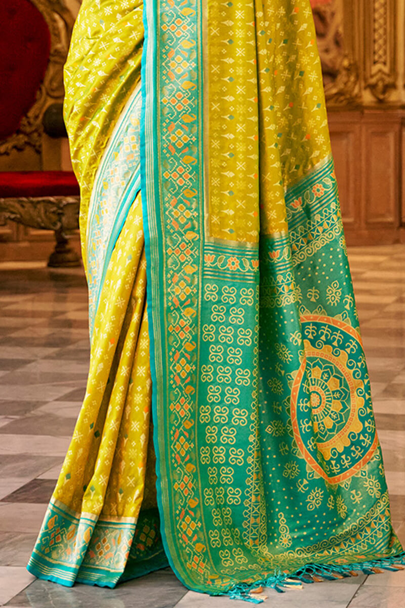 Mesmeric Lemon Soft Banarasi Silk Saree With Jazzy Blouse Piece