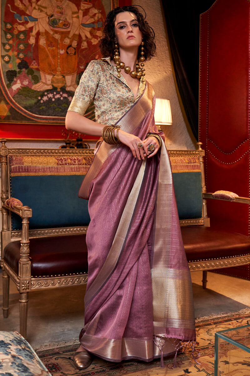 Breathtaking Pink Soft Banarasi Silk Saree With Entrancing Blouse Piece