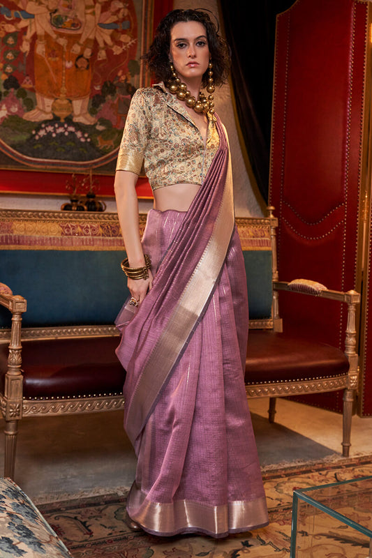 Breathtaking Pink Soft Banarasi Silk Saree With Entrancing Blouse Piece