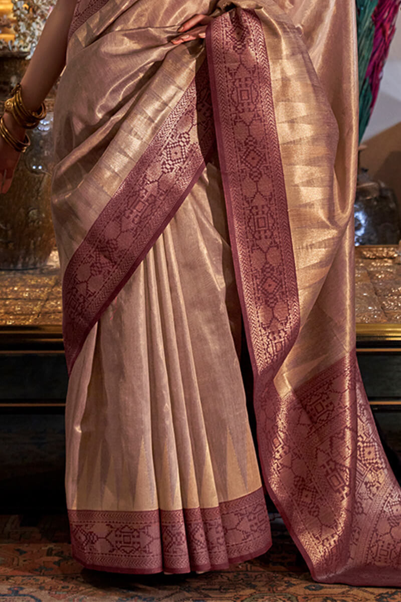 Deserving Dark Beige Soft Banarasi Silk Saree With Surpassing Blouse Piece