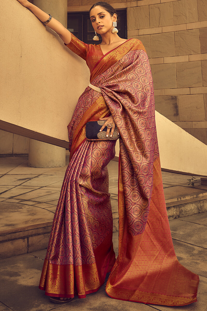 Engrossing Pink Soft Banarasi Silk Saree With Captivating Blouse