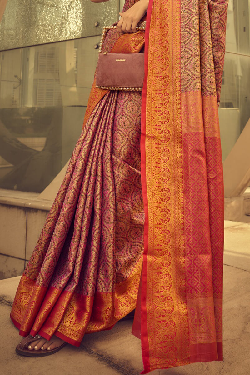 Desirable Pink Soft Banarasi Silk Saree With Inspiring Blouse