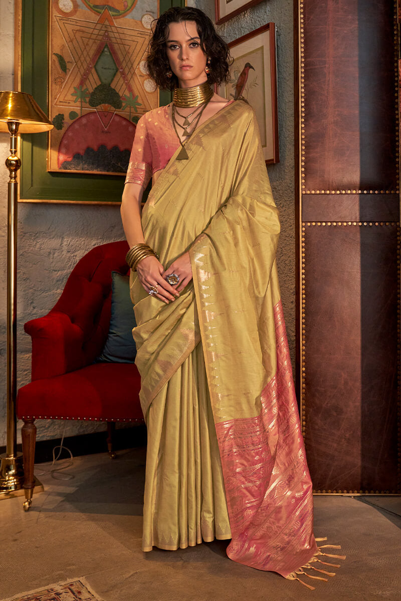 Hypnotic Yellow Soft Banarasi Silk Saree With Deserving Blouse Piece