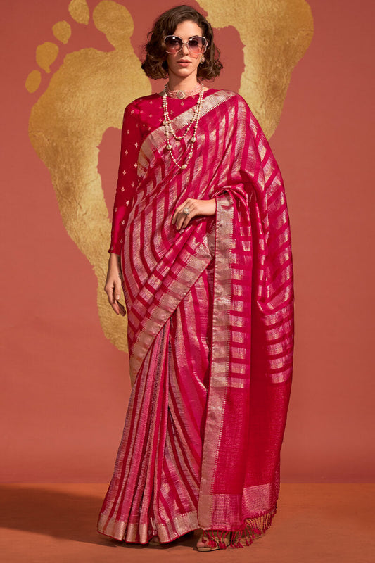 Majesty Magenta Soft Banarasi Silk Saree With Delightful Blouse