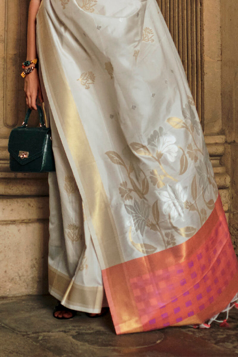 Chatoyant Beige Soft Banarasi Silk Saree With Ideal Blouse Piece