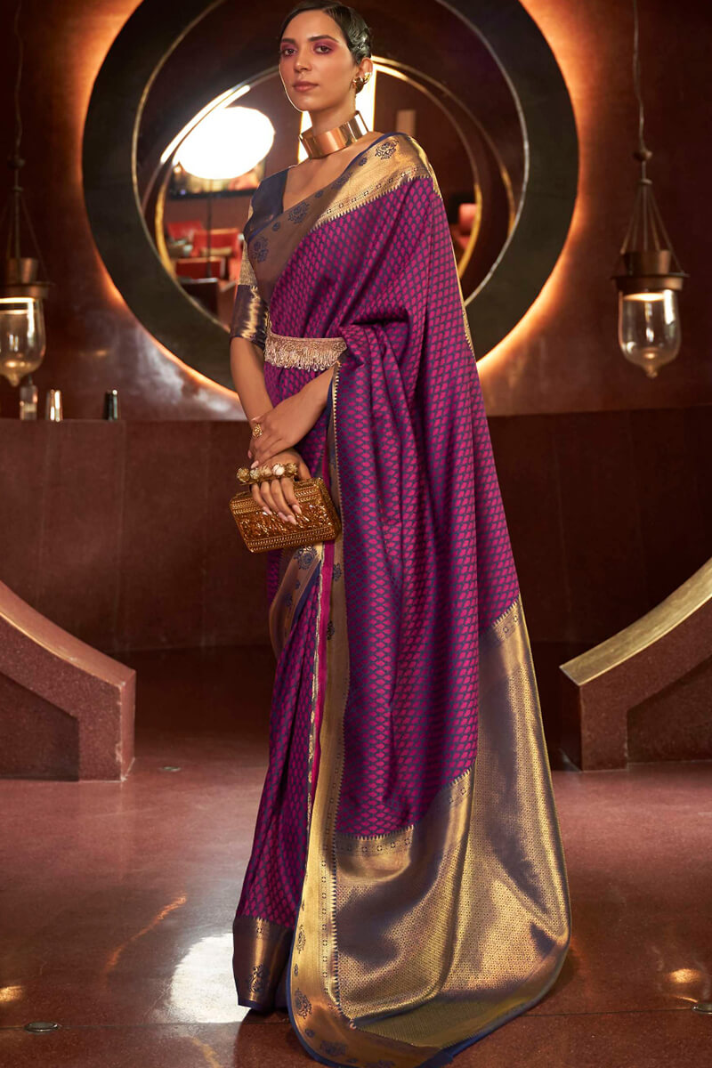 Demure Purple Soft Banarasi Silk Saree With Evocative Blouse Piece