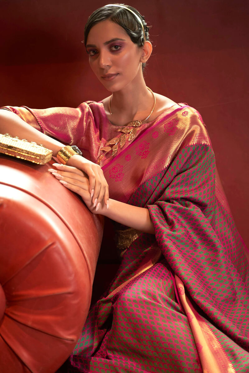 Diaphanous Wine Soft Banarasi Silk Saree With Forbearance Blouse Piece