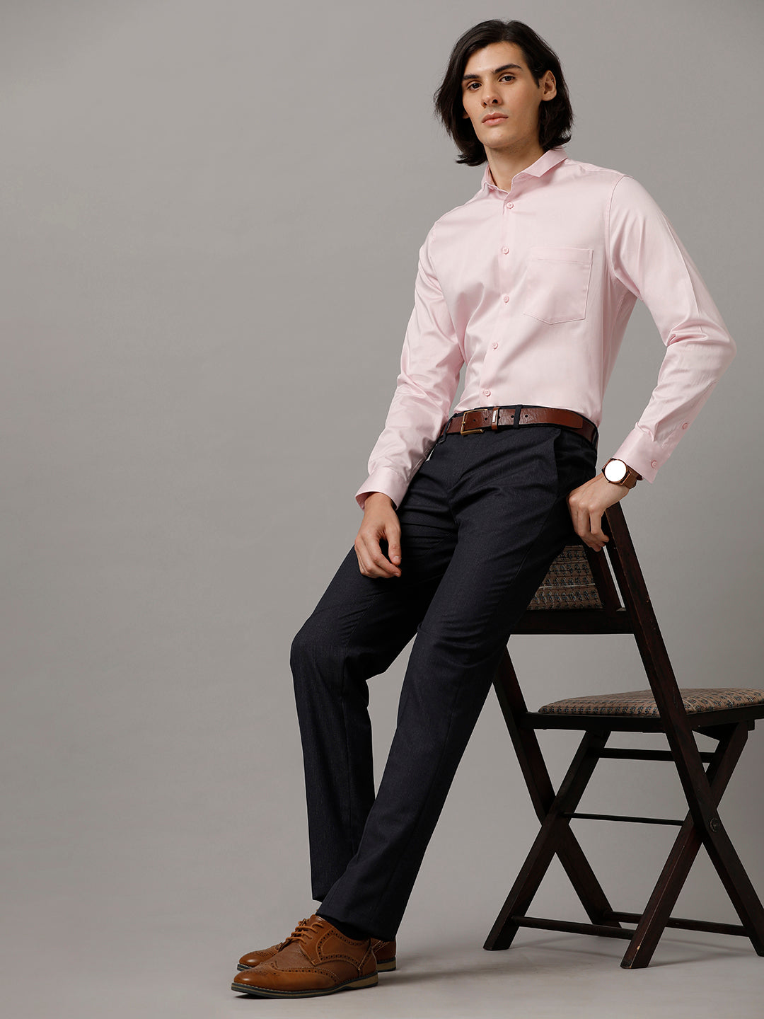 Aldeno Men Solid Formal Pink Shirt (SAPYN)