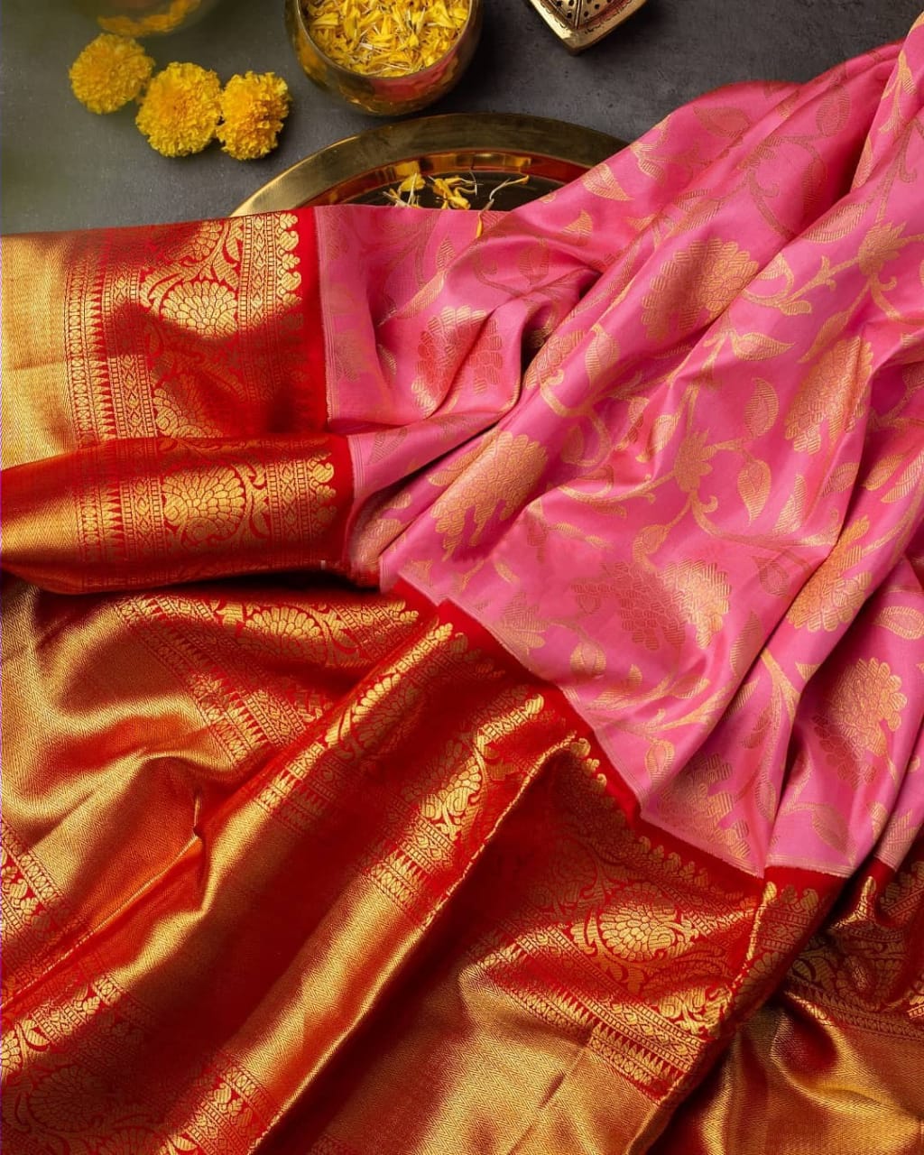 Gossamer Pink Soft Banarasi Silk Saree With Beautiful Blouse Piece