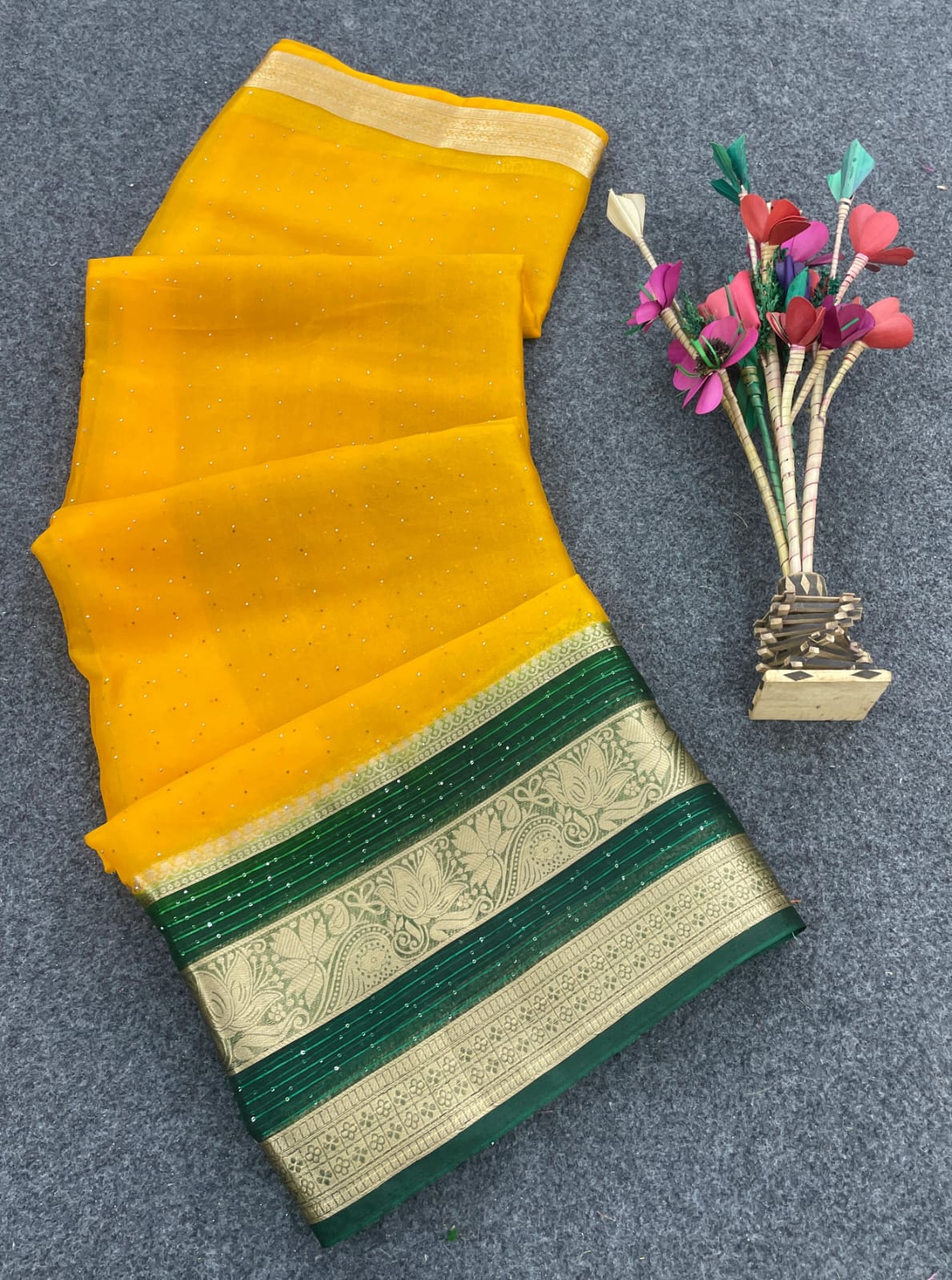 Exemplary Yellow Organza Silk Saree With Allure Blouse Piece