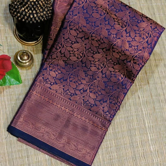 Gratifying Purple Soft Banarasi Silk Saree With Felicitous Blouse Piece