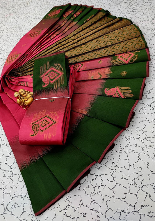 Desiring Dark Pink Soft Banarasi Silk Saree With Engrossing Blouse Piece