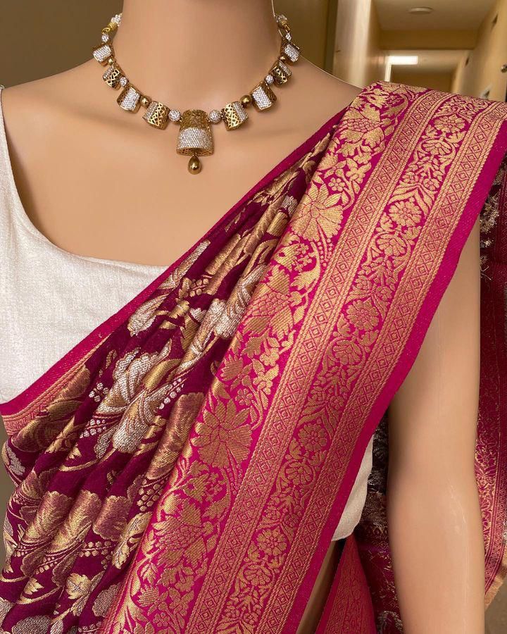 Allure Wine Soft Silk Saree With Zephyr Blouse Piece