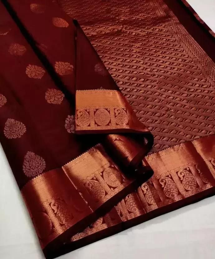 Gossamer Wine Soft Silk Saree With Ratatouille Blouse Piece