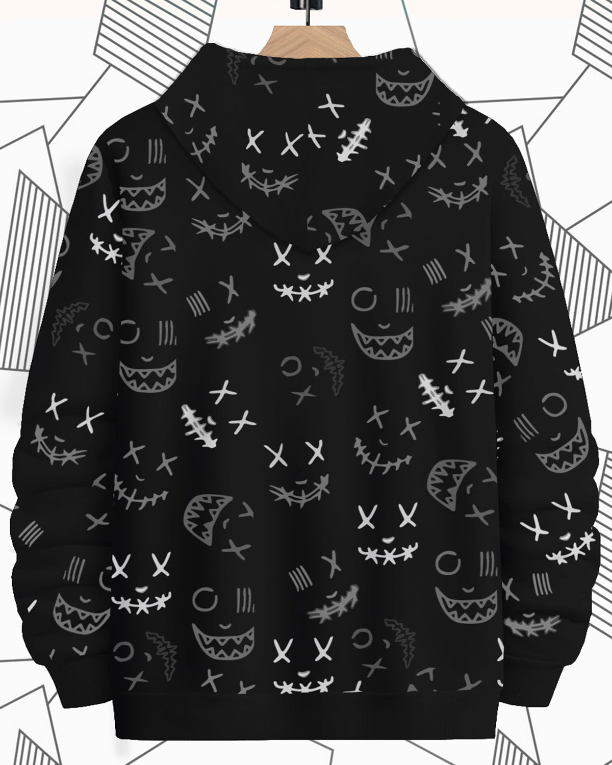 Black Halloween Printed Hooded Sweatshirt