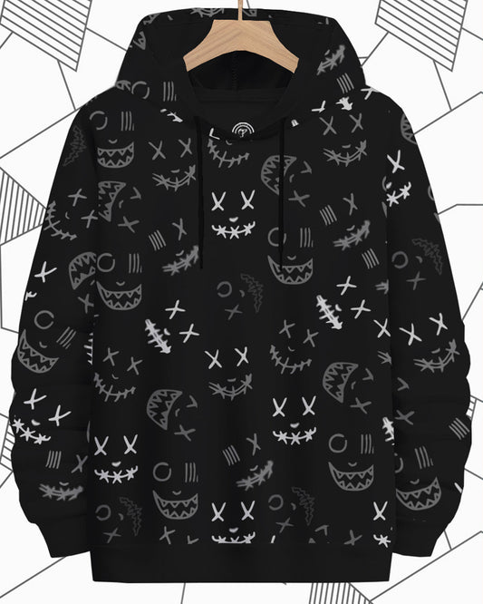 Black Halloween Printed Hooded Sweatshirt