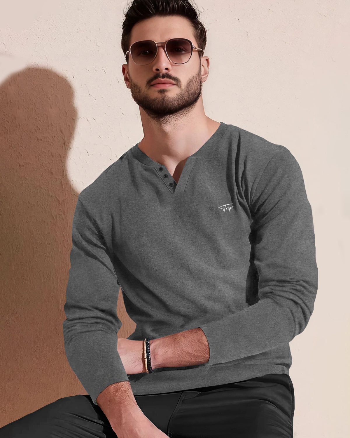 (5 Colors) Men Full Sleeve V-Neck T-Shirts