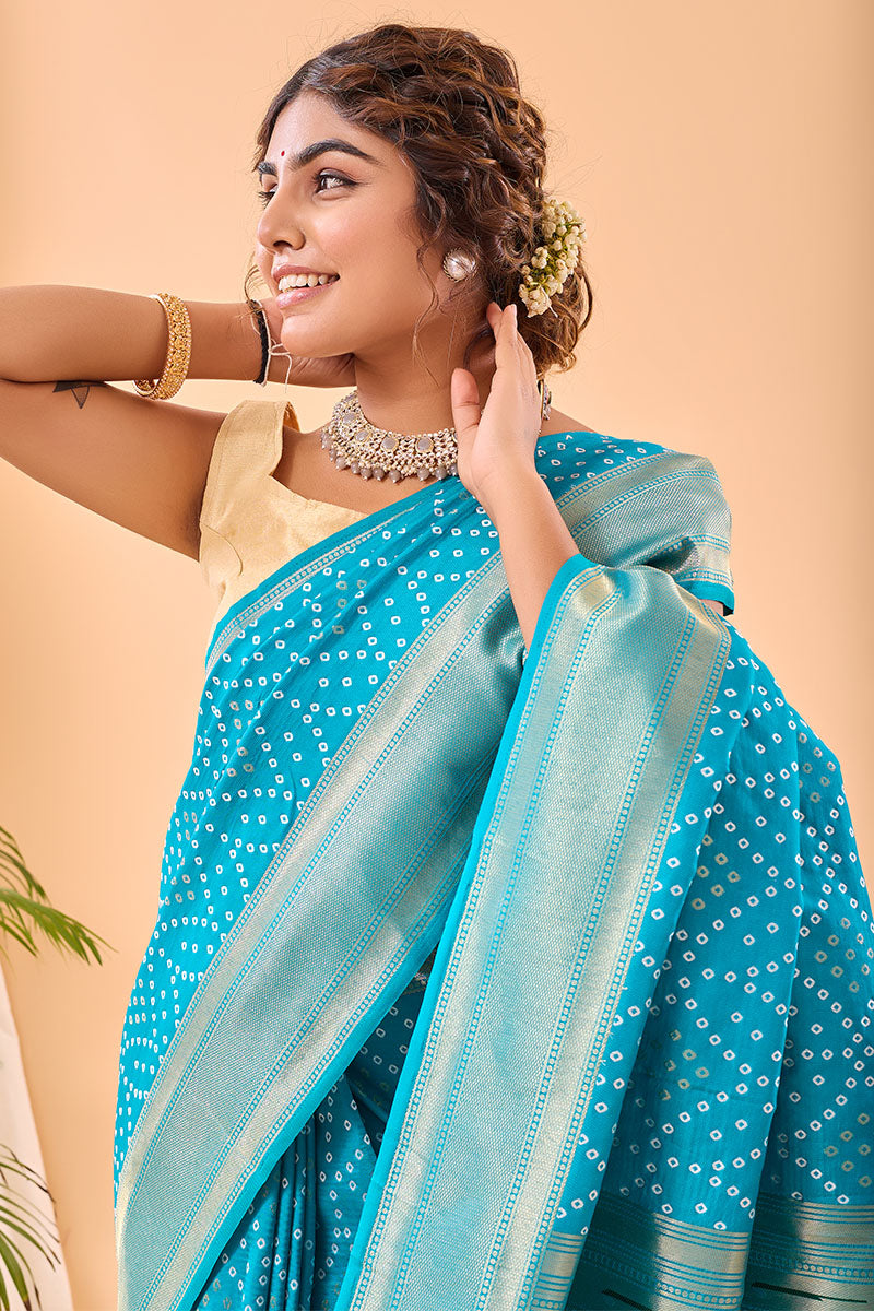 Exquisite Firozi Paithani Silk Saree With Precious Blouse Piece