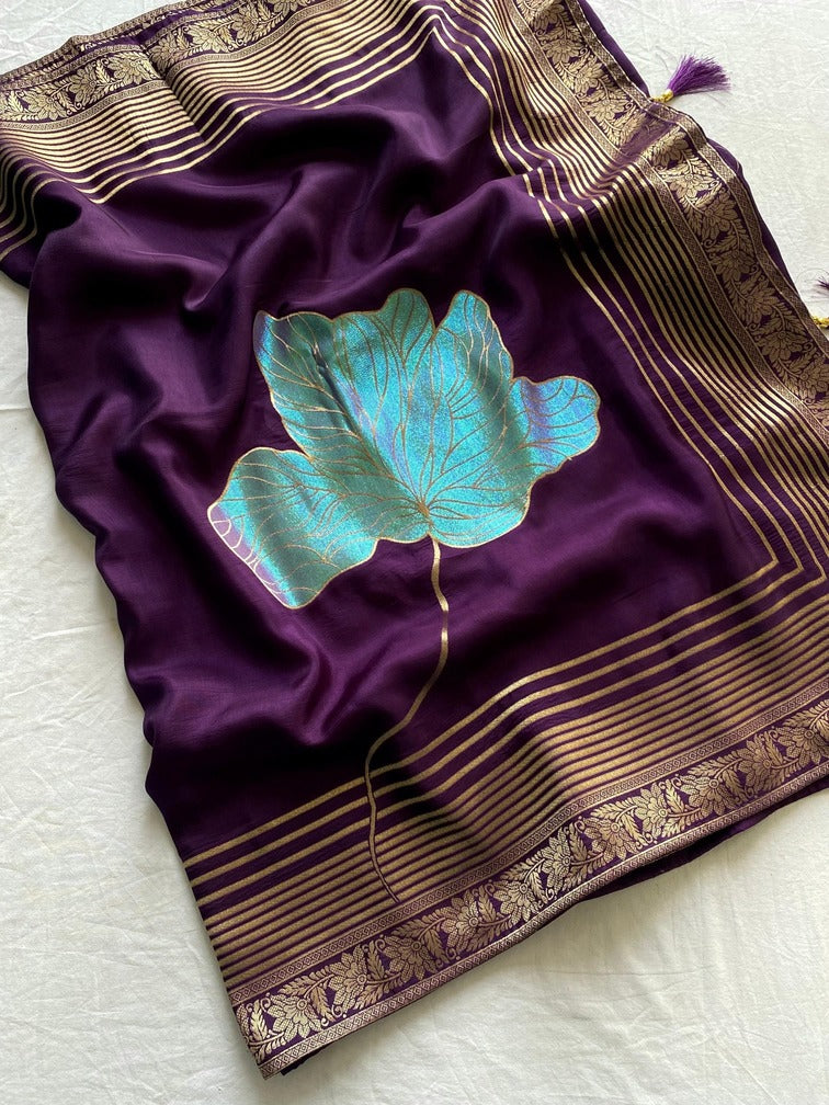 Delightful Purple Soft Banarasi Silk Saree With Classic Blouse Piece