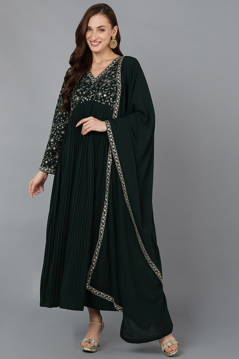 Green Georgette Anarkali Kurta VCK9182