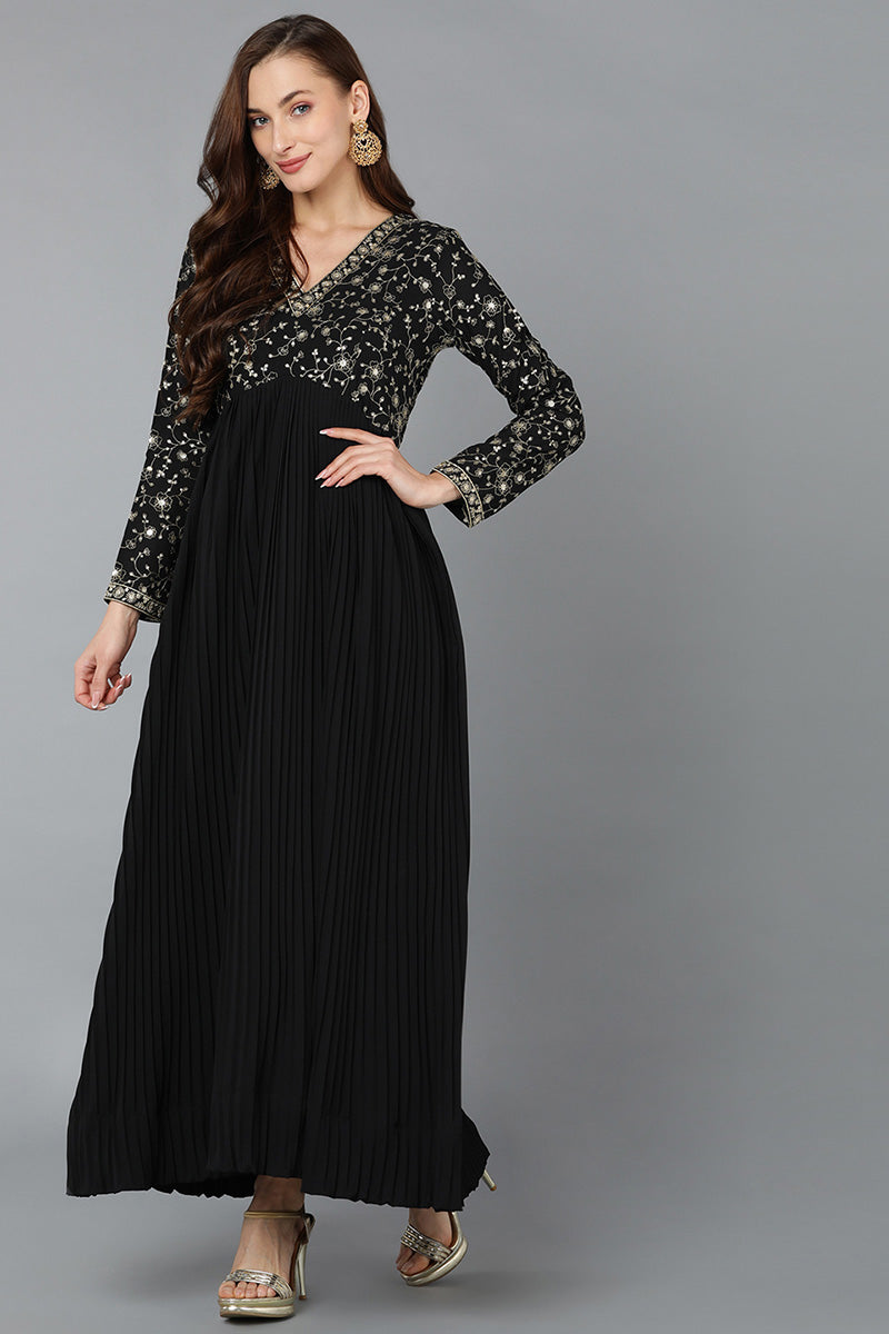 Black Georgette Anarkali Kurta VCK9184