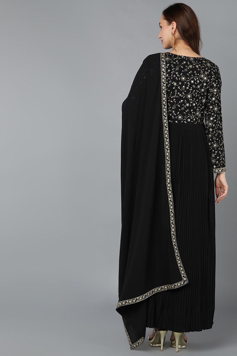 Black Georgette Anarkali Kurta VCK9184