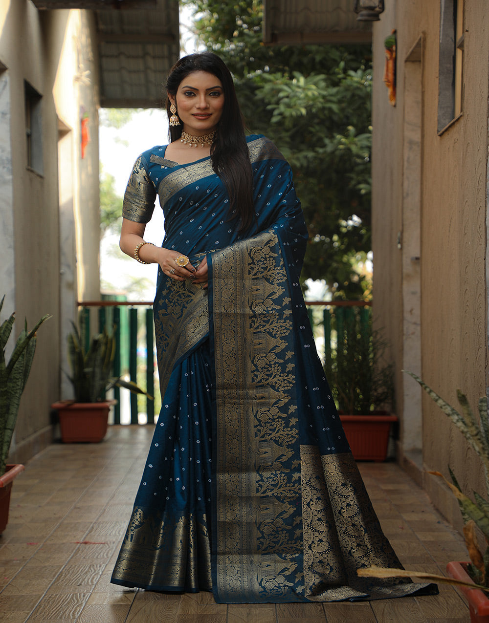 Crystal Teal Dola Silk Saree With Zari Weaving Work