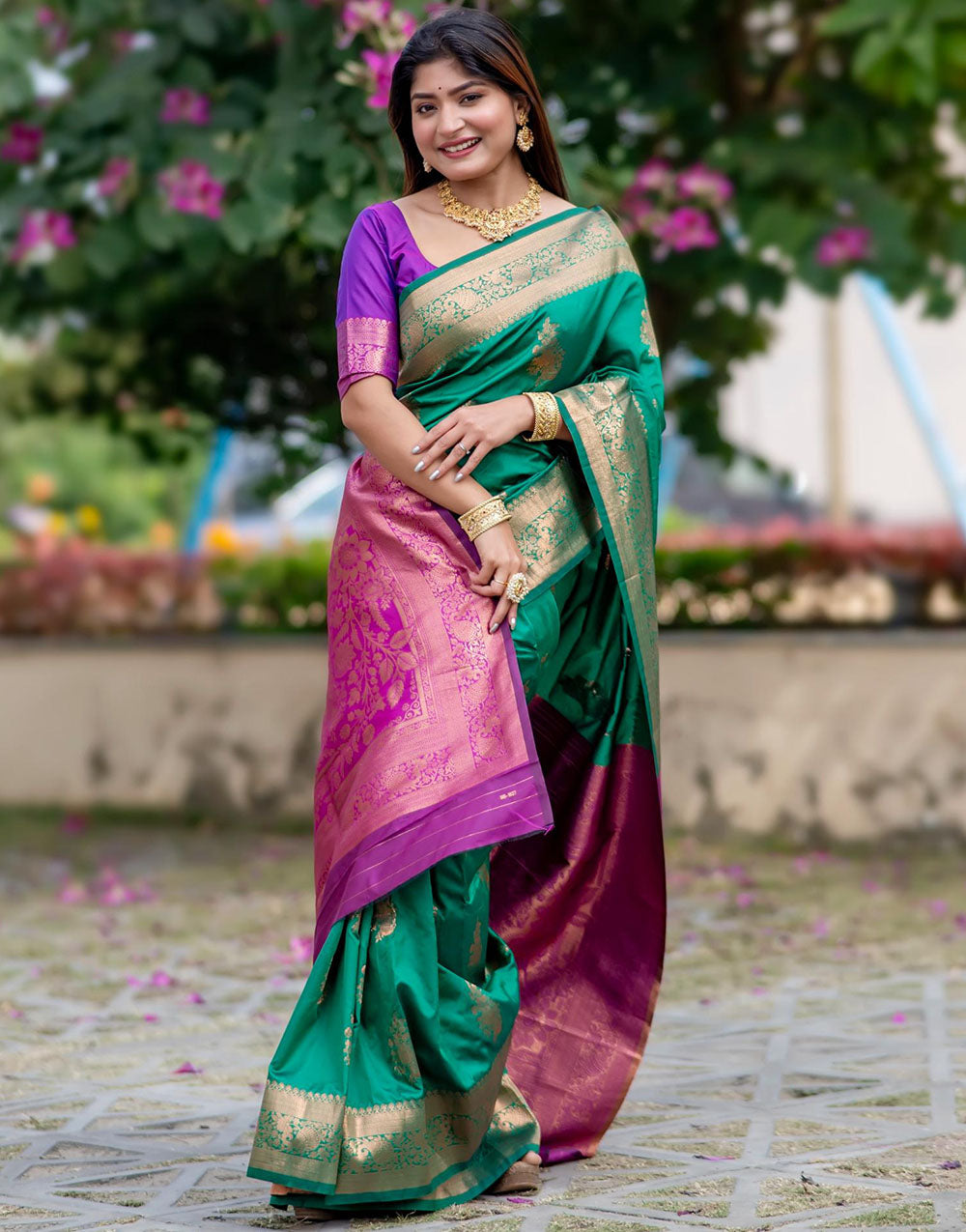 Green Soft Banarasi Silk Saree With Zari Weaving Work