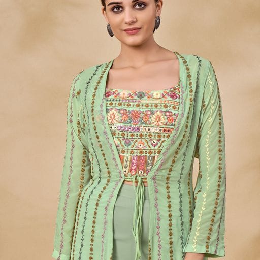 ARYA DESIGNS VOLUME 40 GEORGETTE KURTI WITH BOTTOM AND JACKET