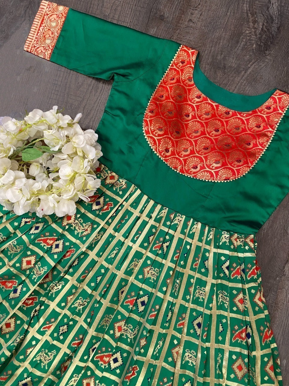 Party Wear Designer Banarasi Silk Kurti Gwon