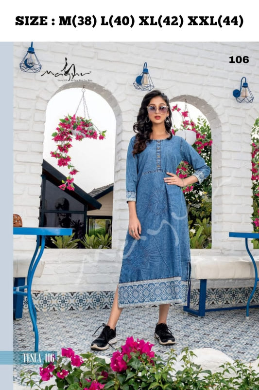 Party Wear Denim Kurti