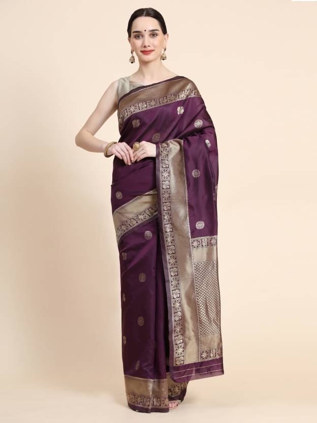 Woven Kanjivaram Pure Silk, Art Silk Saree  (Purple)