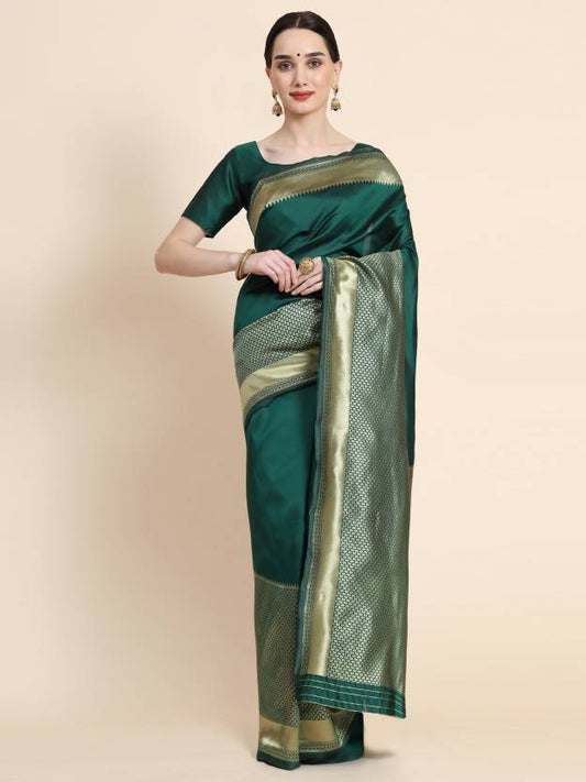 Woven Kanjivaram Pure Silk, Art Silk Saree  (Green)