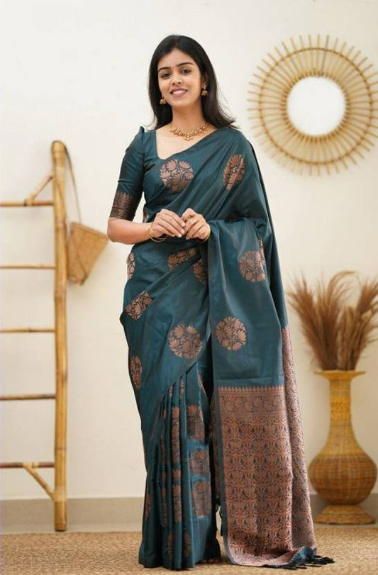 Woven Kanjivaram Pure Silk, Art Silk Saree  (Light Blue)