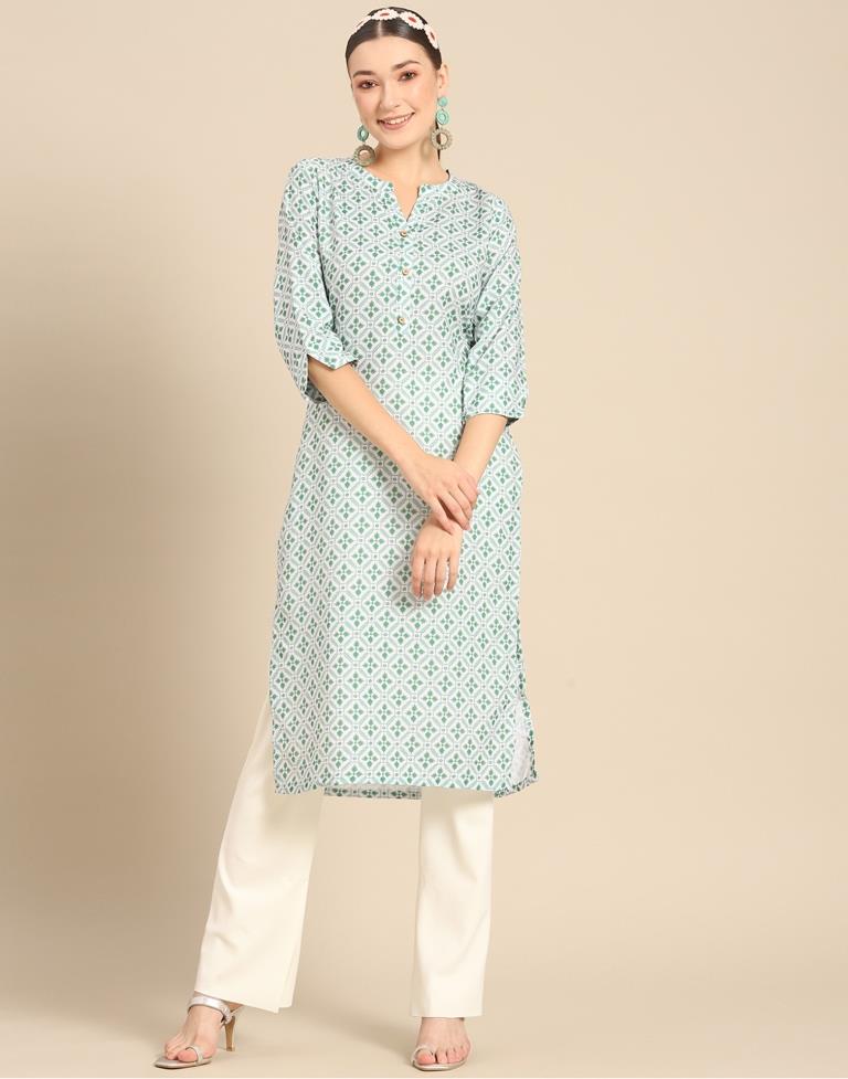 Green Floral Printed Kurti