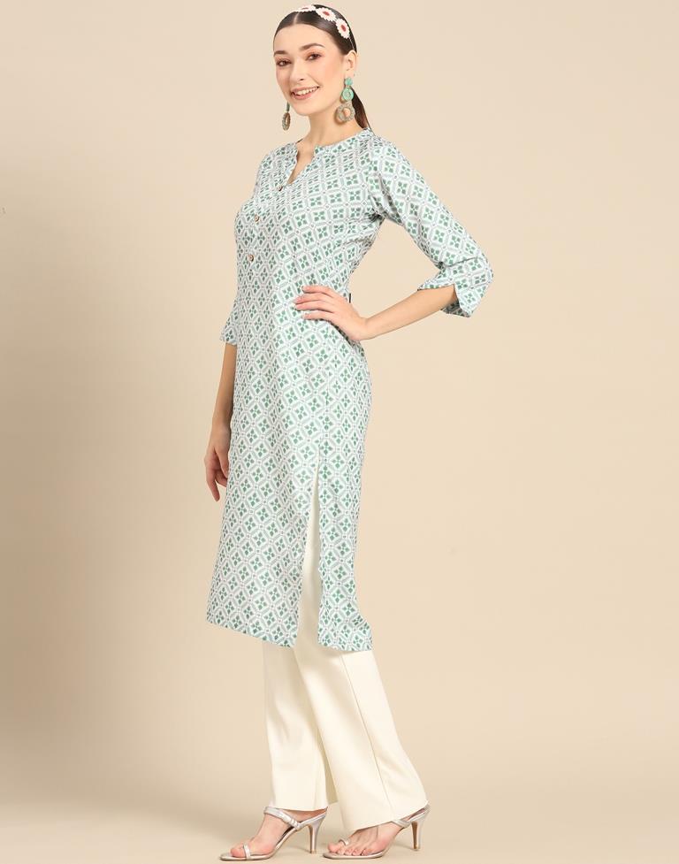 Green Floral Printed Kurti