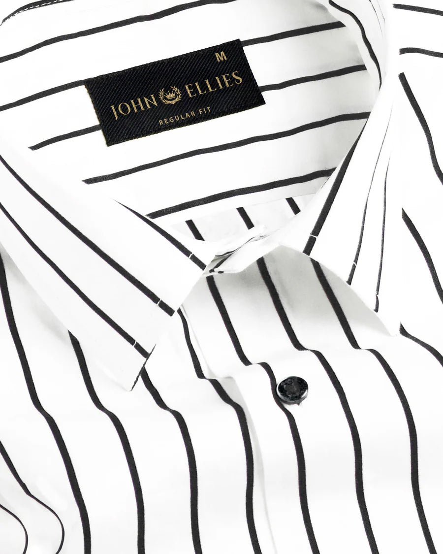 Black & White Stripe Lawn Cotton Men's Formal Shirt