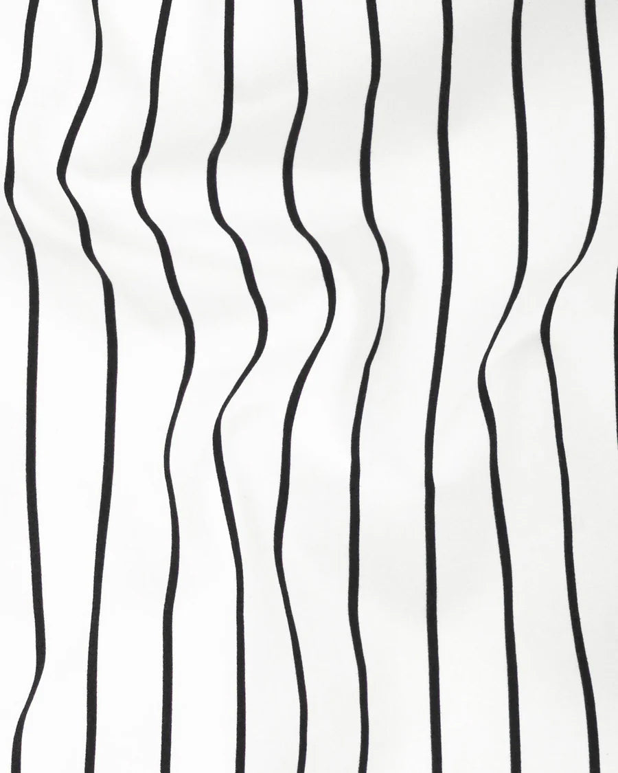 Black & White Stripe Lawn Cotton Men's Formal Shirt