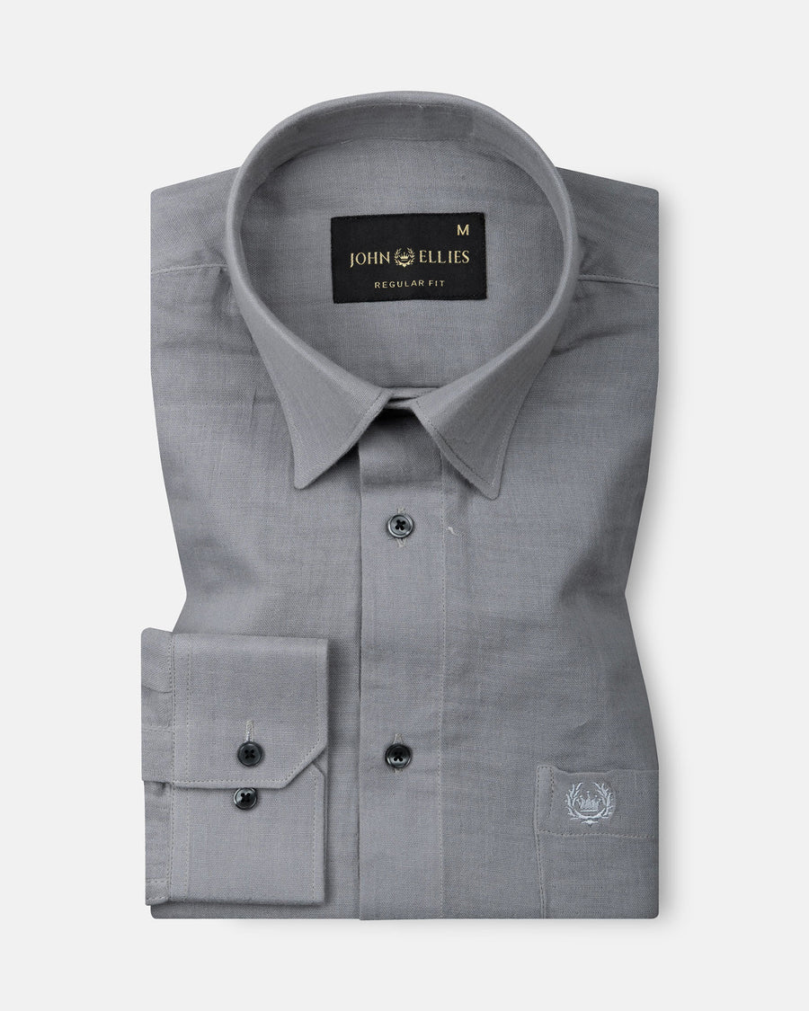 Elixur Grey Plain Linen Shirt