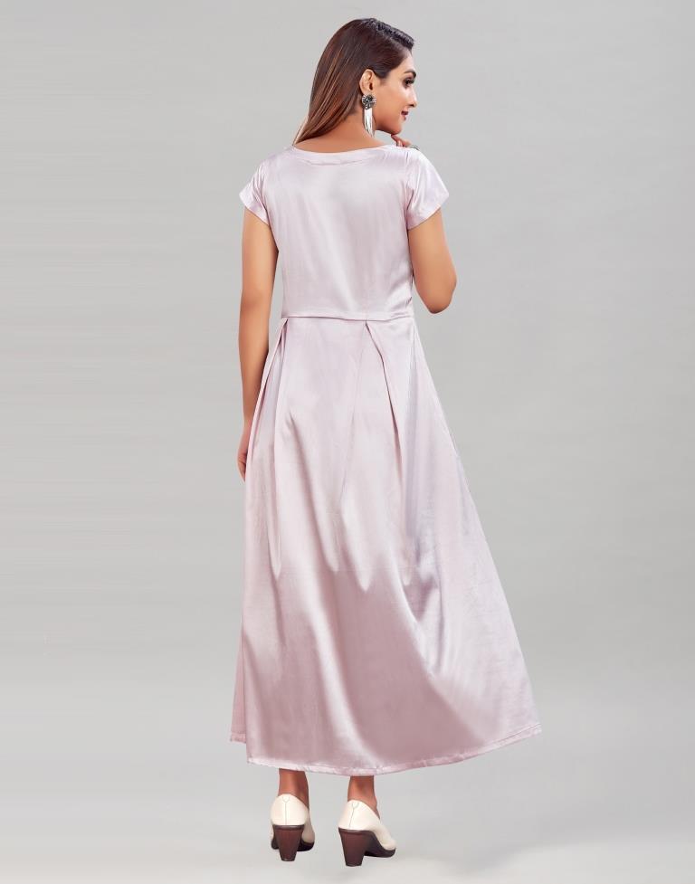 Baby Pink Coloured heavy Satin Solid Dress