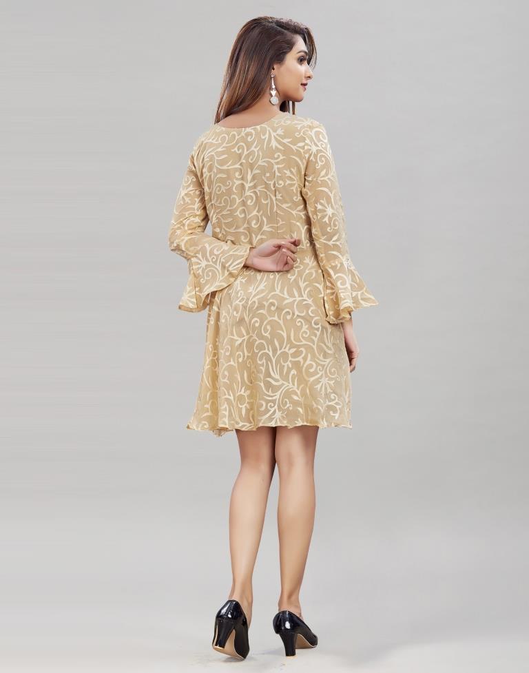 Beige Coloured Brasso Dress